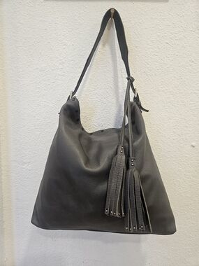 Laggo Reed Tote Grey Leather Tote Special Design Full Leather Lined Interior